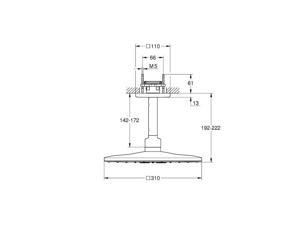 Reece GROHE Rainshower SmartActive Ceiling Shower (less Inwall Body) Front Of Wall Trim Set Only Chrome (3 Star)