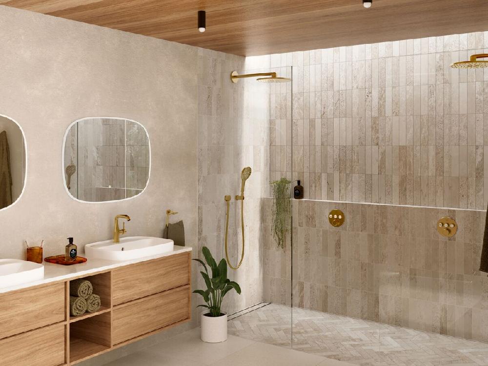 Reece GROHE Rainshower SmartActive Round Handshower With Elbow Brushed Cool Sunrise (3 Star)