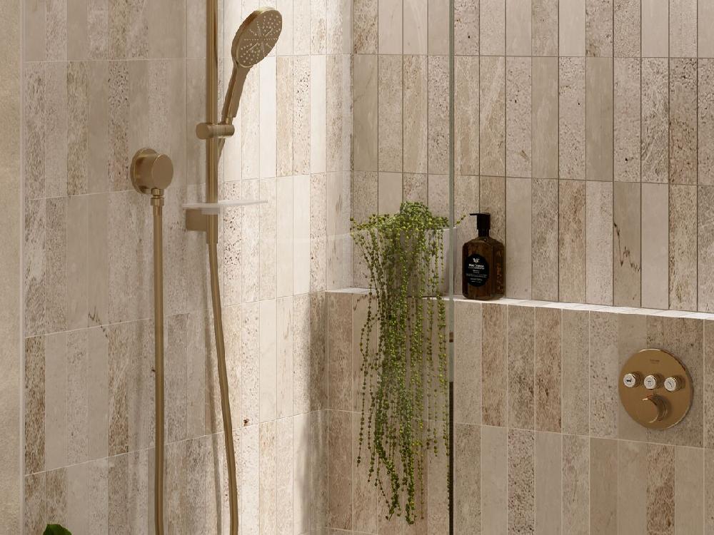 Reece GROHE Rainshower SmartActive Single Rail Shower Round With Wall Water Inlet Brushed Cool Sunrise (3 Star)