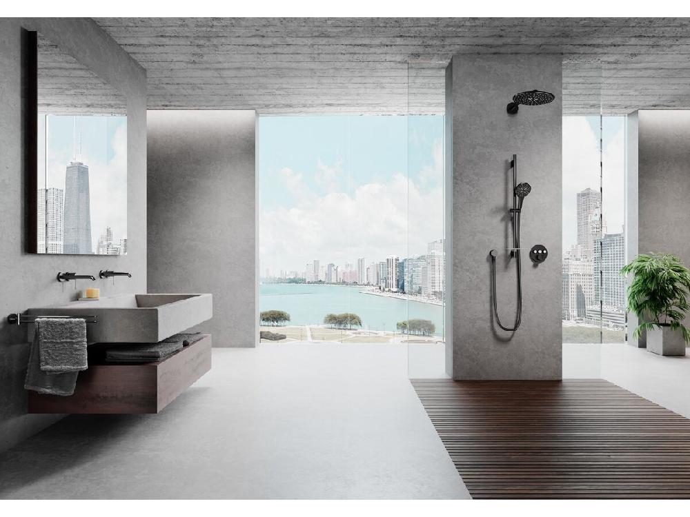Reece GROHE Rainshower SmartActive Single Rail Shower Round With Wall Water Inlet Hard Graphite (3 Star)