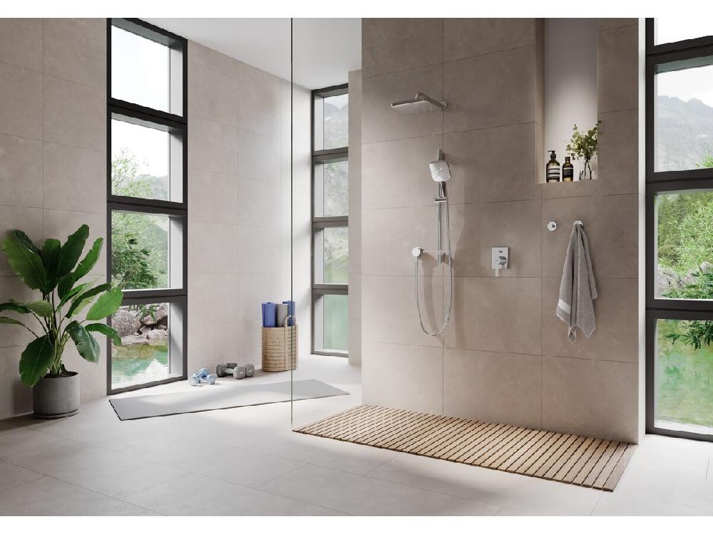 Reece GROHE Rainshower SmartActive Single Rail Shower Square With Wall Water Inlet Chrome (3 Star)