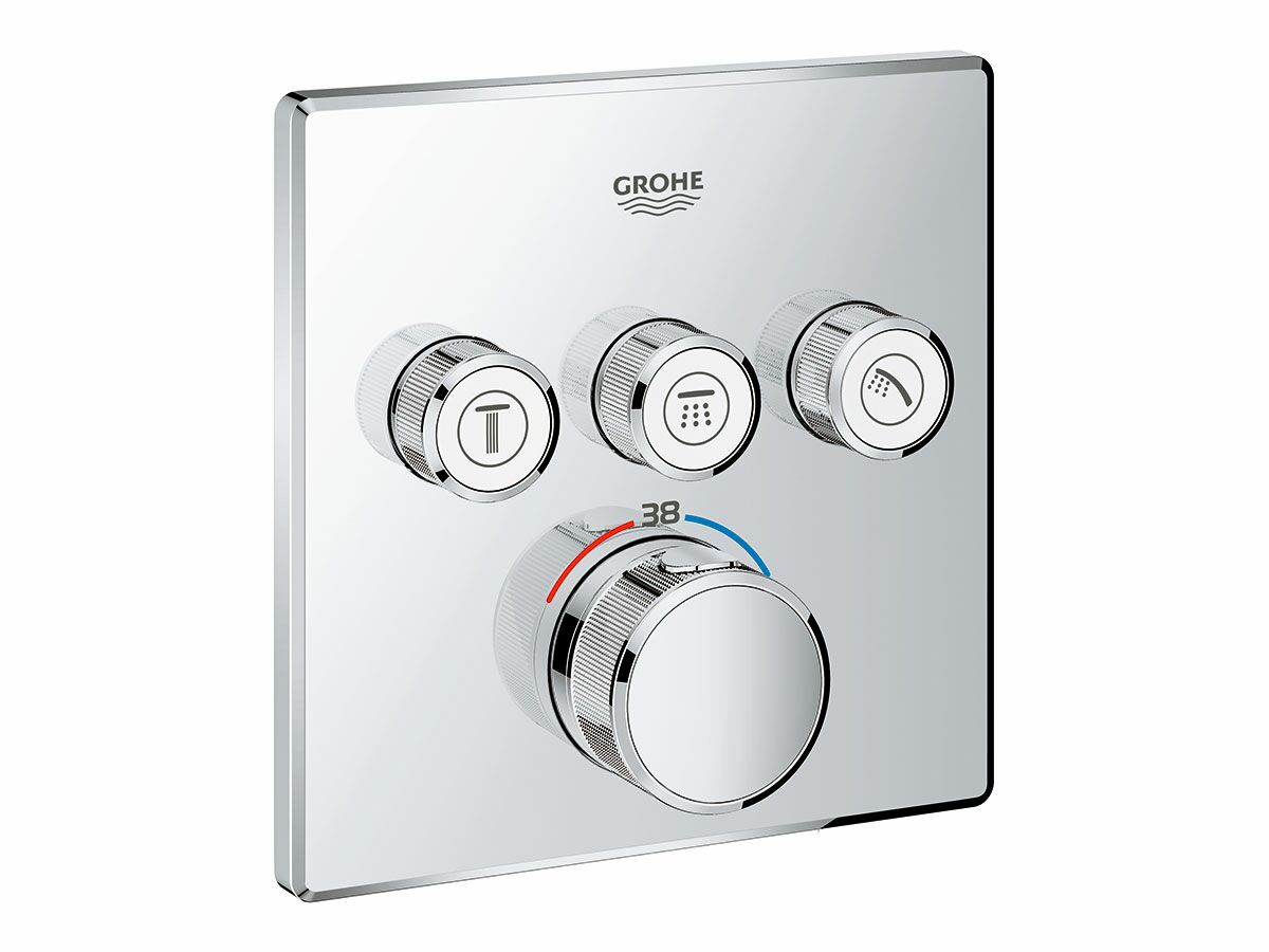 reece GROHE SmartControl Concealed Thermostat 3 Button Square Chrome