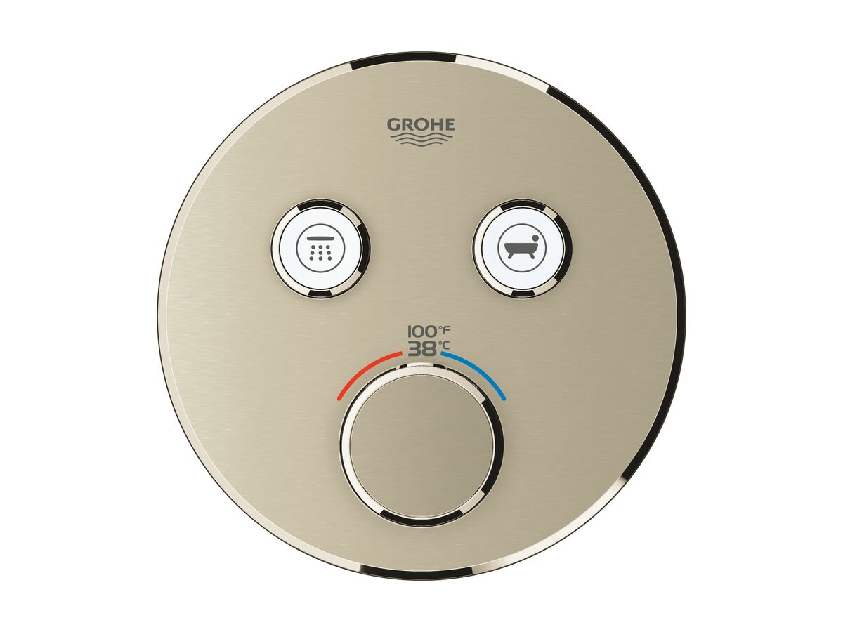 Reece GROHE SmartControl Concealed Thermostatic 2 Button Kit With Install Body Round Brushed Nickel