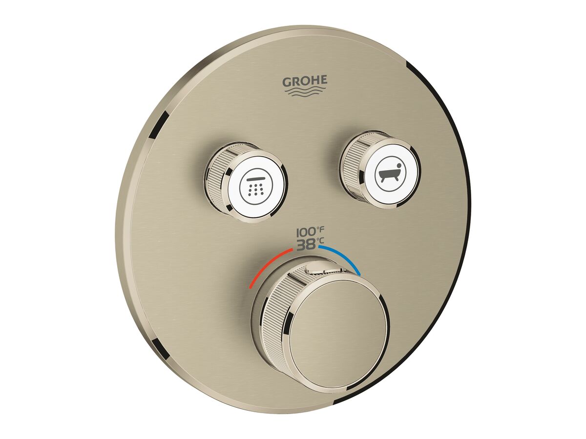 reece GROHE SmartControl Concealed Thermostatic 2 Button Kit with Install Body Round Brushed Nickel