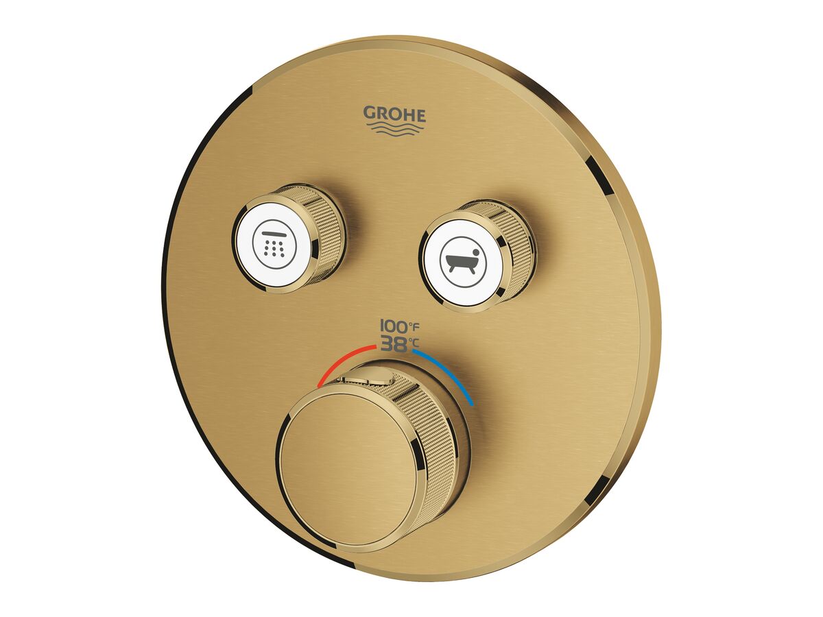 Reece GROHE SmartControl Concealed Thermostatic 2 Button Kit With Install Body Round Brushed Cool Sunrise