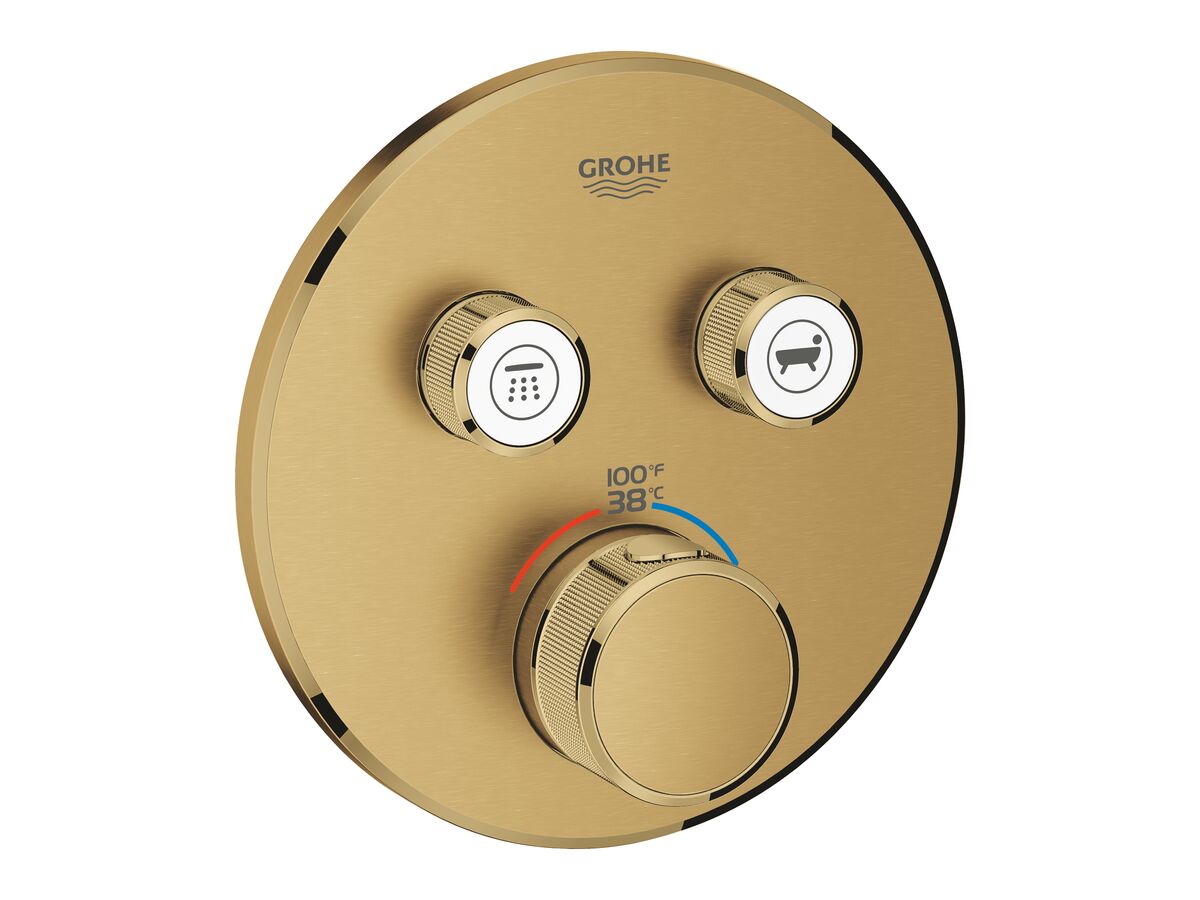 reece GROHE SmartControl Concealed Thermostatic 2 Button Kit with Install Body Round Brushed Cool Sunrise