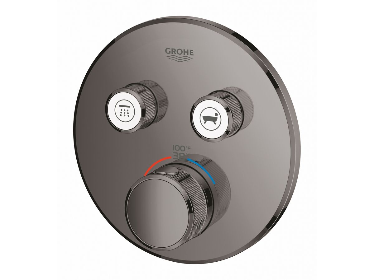 Reece GROHE SmartControl Concealed Thermostatic 2 Button Kit With Install Body Round Hard Graphite