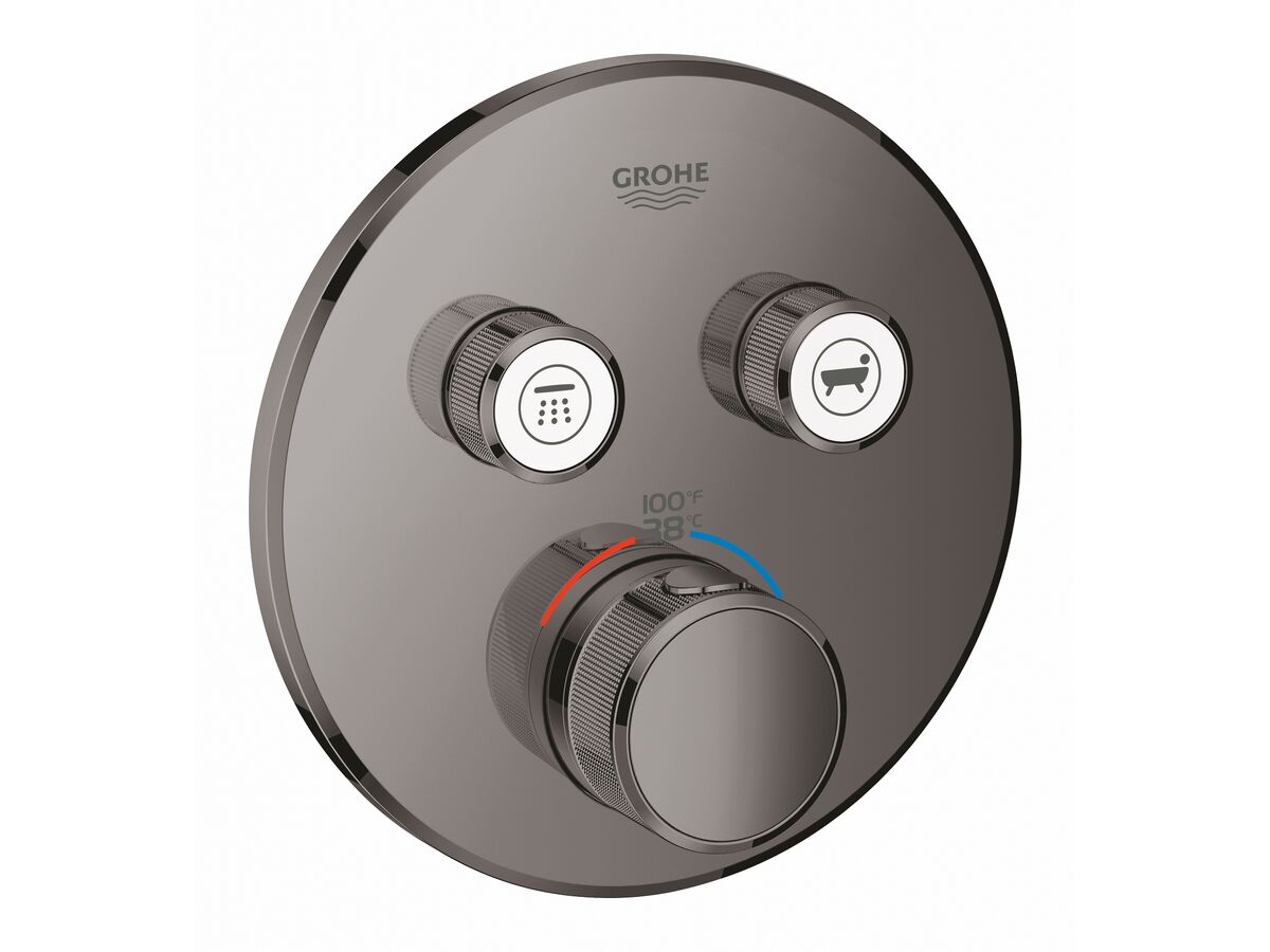 reece GROHE SmartControl Concealed Thermostatic 2 Button Kit with Install Body Round Hard Graphite