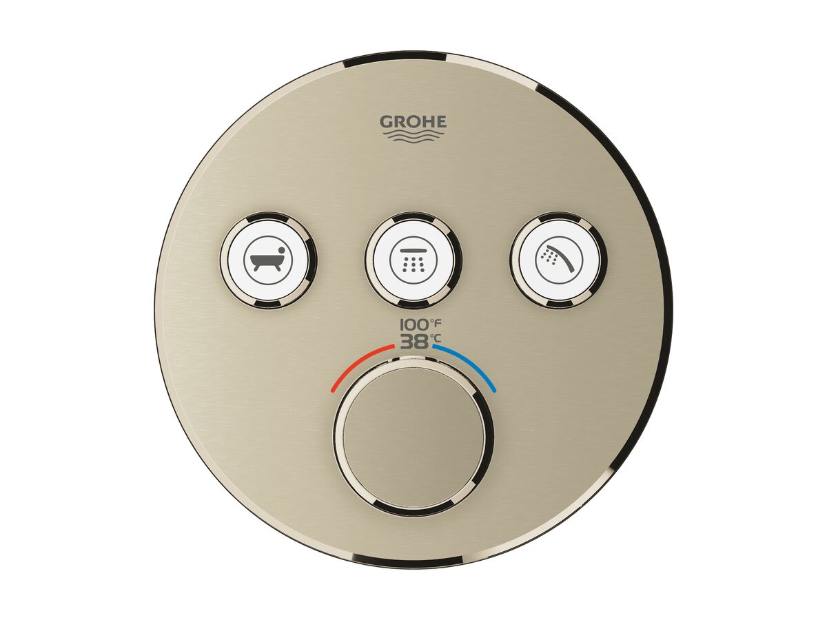 Reece GROHE SmartControl Concealed Thermostatic 3 Button Kit With Install Body Round Brushed Nickel