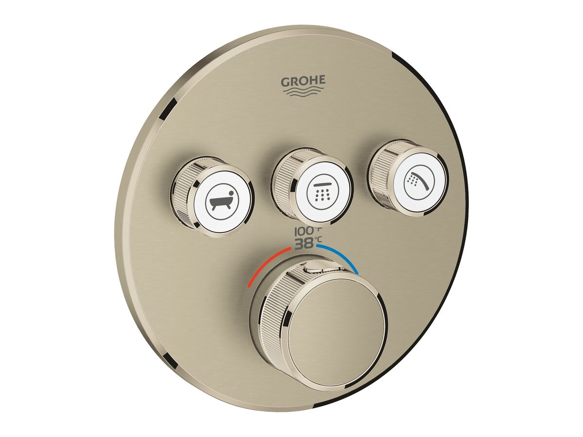 reece GROHE SmartControl Concealed Thermostatic 3 Button Kit with Install Body Round Brushed Nickel