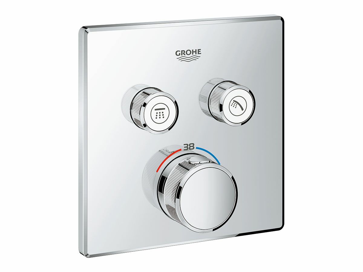 reece GROHE SmartControl Thermostat 2B Square Front of Wall Trim Set Only Chrome