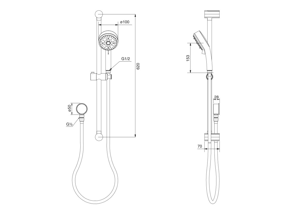 Reece GROHE Tempesta Cosmopolitan 100mm Single Rail Shower 4 Functions With Wall Water Inlet White (4 Star)