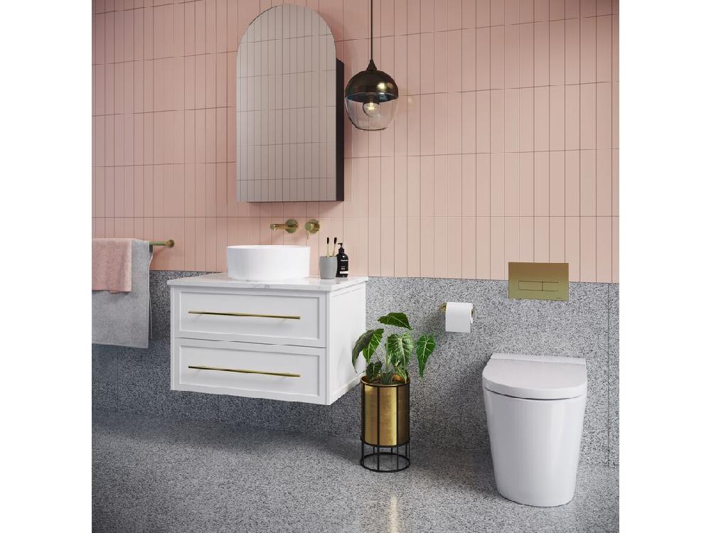 Reece Hideaway+ Rectangle Button/Plate Inwall Metal Brushed Gold