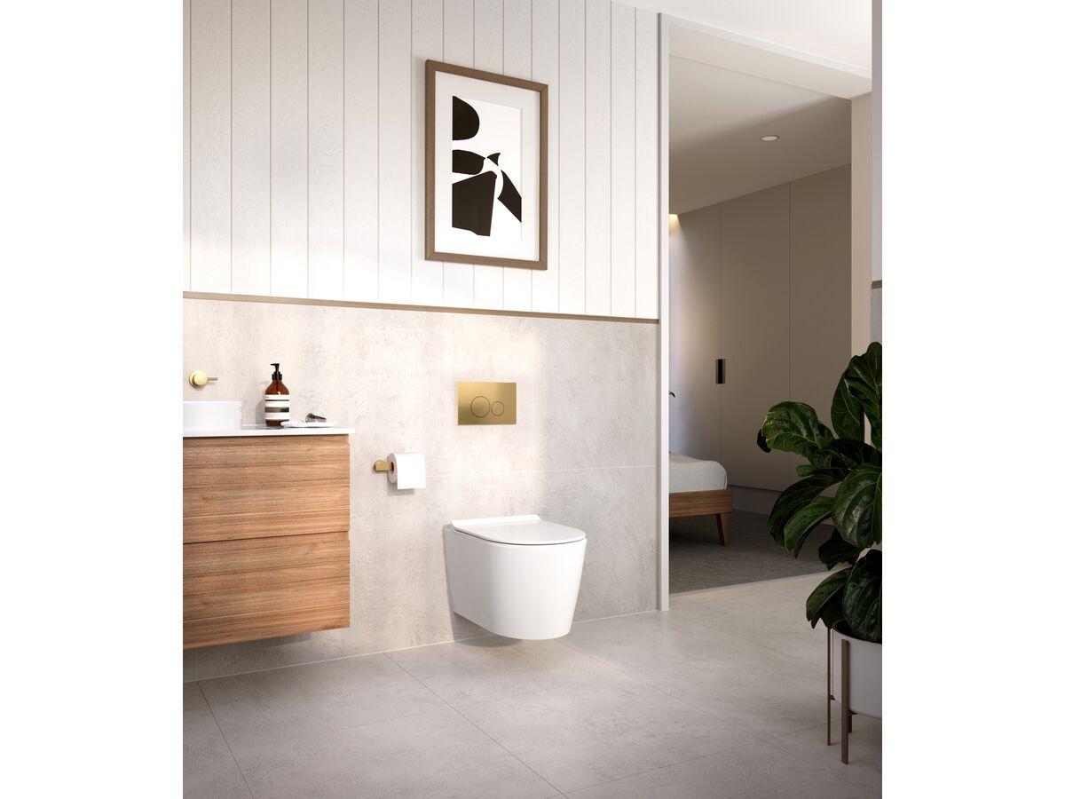 Reece Hideaway+ Round Button/Plate Inwall Metal Brushed Gold