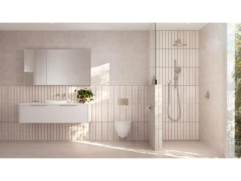 Reece Hideaway+ Round Button/Plate Inwall Metal Brushed Nickel