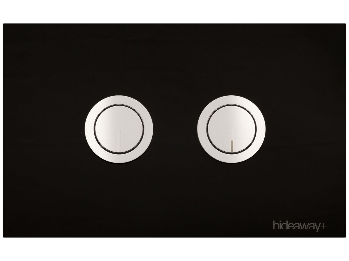 reece Hideaway+ Round Button Plate Undercounter Glass Black Chrome
