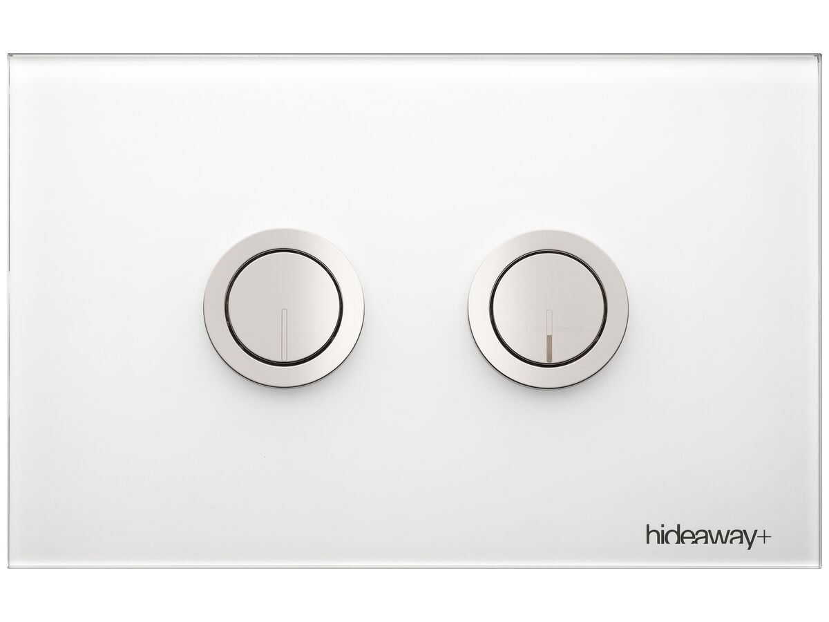 reece Hideaway+ Round Button Plate Undercounter Glass White Chrome