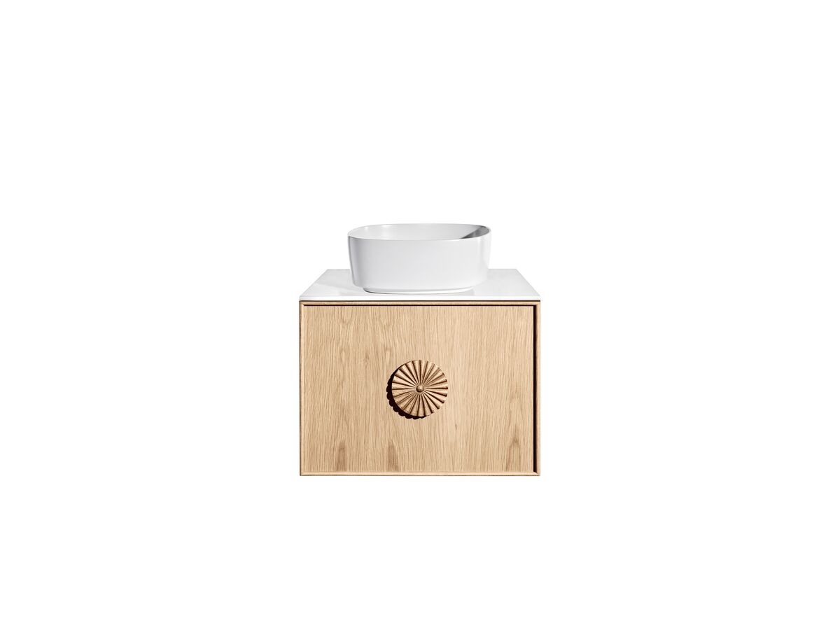 Reece ISSY Adorn Above Counter / Semi Inset Wall Hung Vanity Unit With One Door & Internal Shelf With Petite Handle 601-800mm X 400-500mm X 450mm