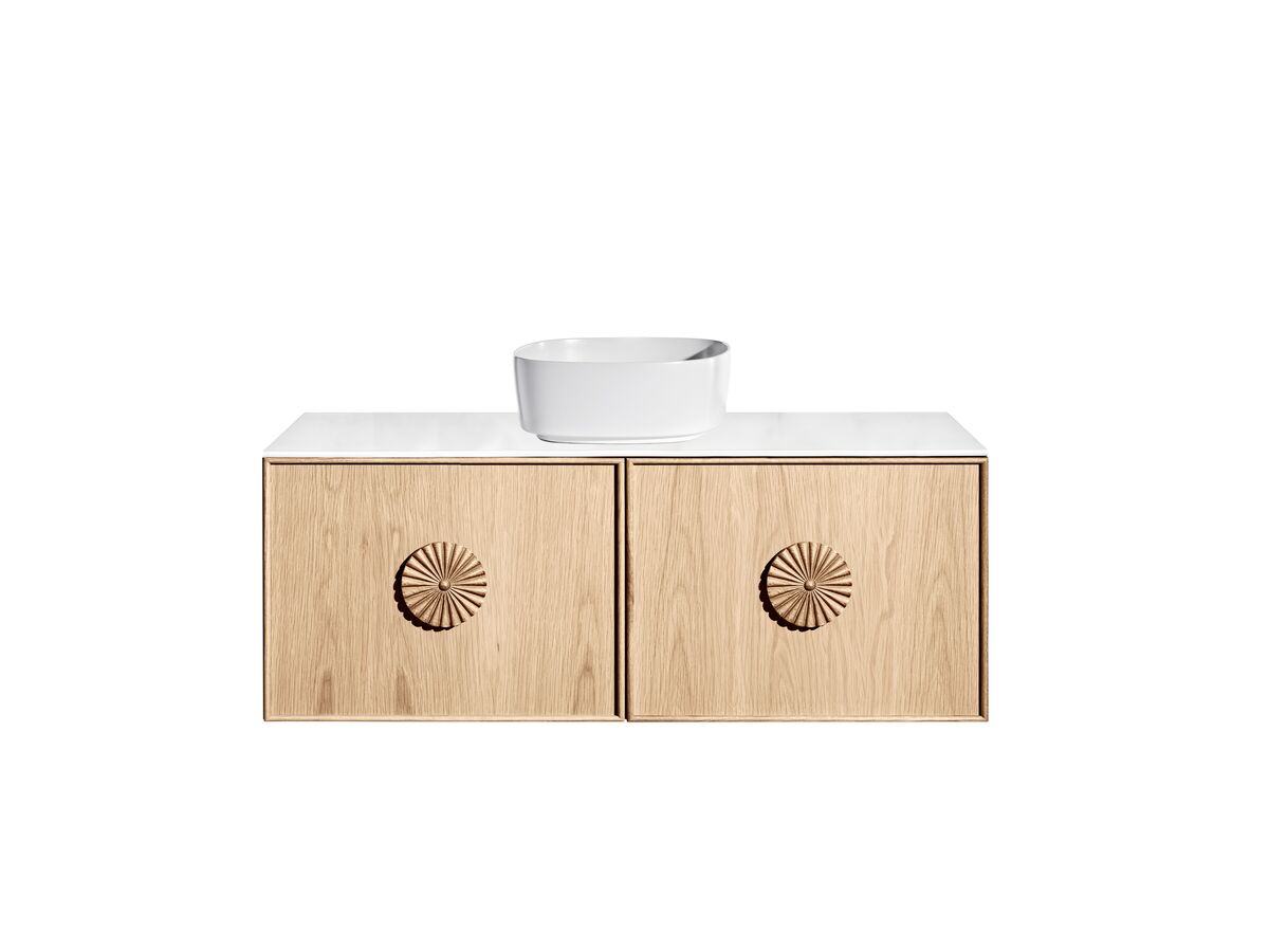 Reece ISSY Adorn Above Counter / Semi Inset Wall Hung Vanity Unit With Two Doors & Internal Shelves With Petite Handle 1200mm X 500mm X 450mm