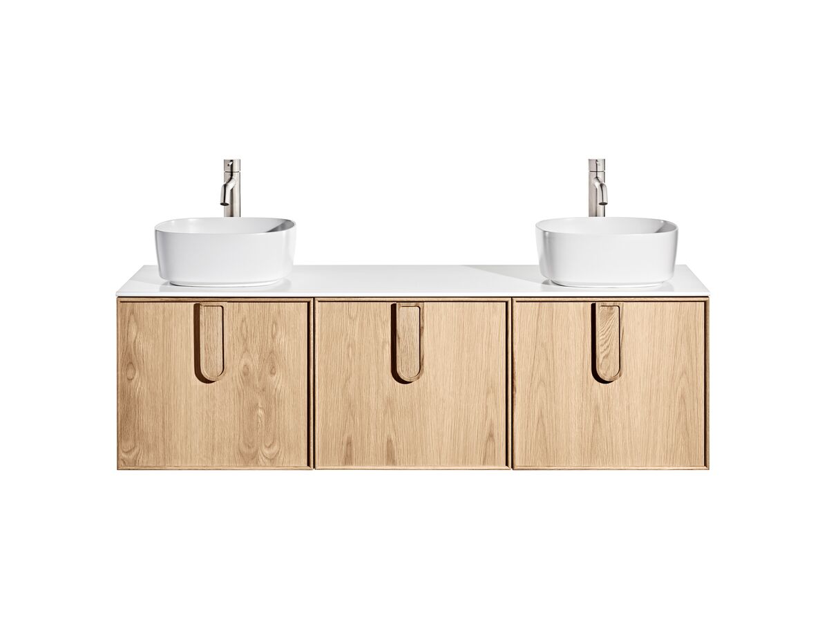 reece ISSY Adorn Above Counter / Semi Inset Wall Hung Vanity Unit with Three Doors & Internal Shelves with Petite Handle 1601-1800mm x 400-500mm x 450mm