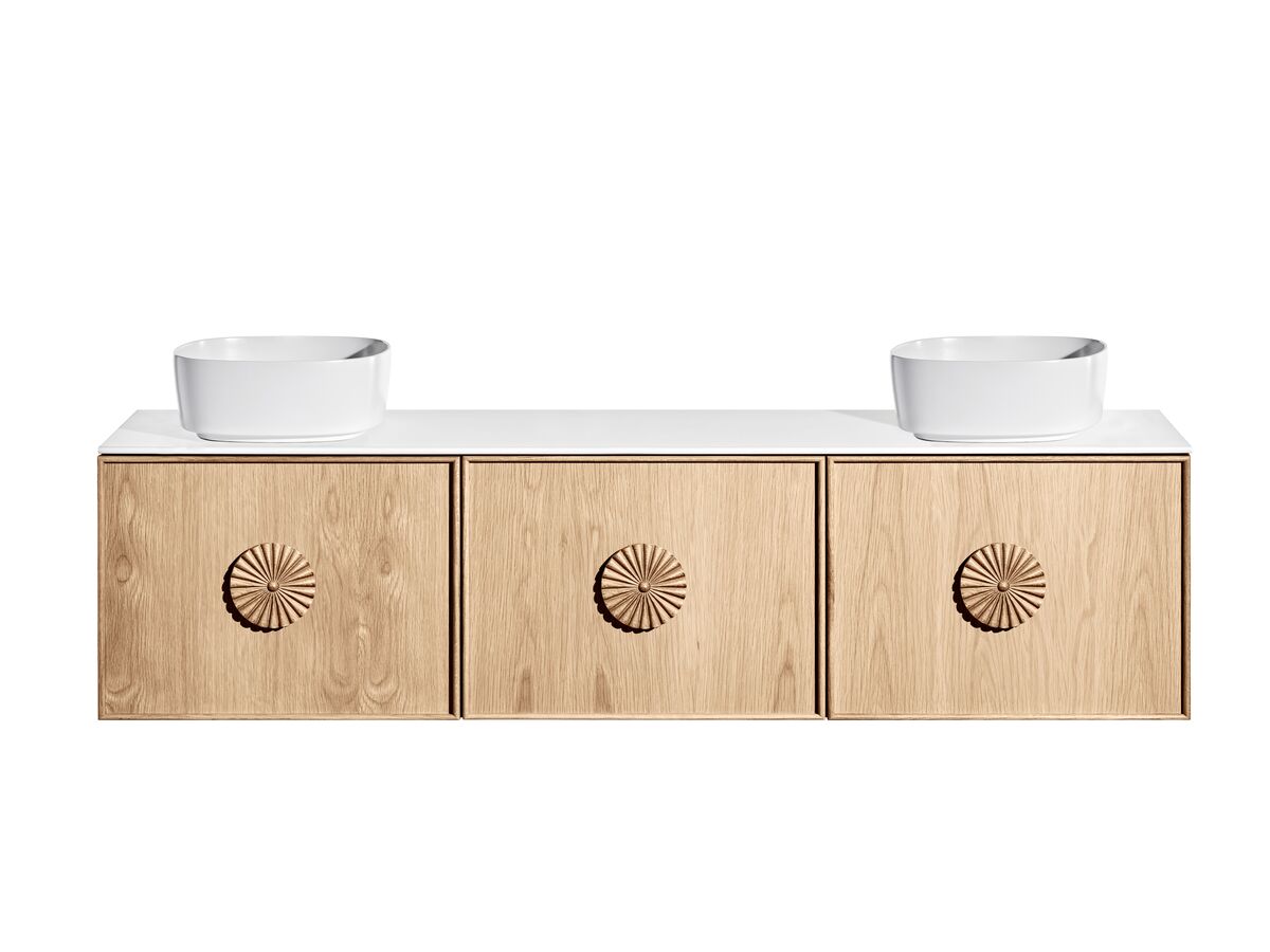 Reece ISSY Adorn Above Counter / Semi Inset Wall Hung Vanity Unit With Three Doors & Internal Shelves With Petite Handle 1801-2000mm X 400-500mm X 450mm