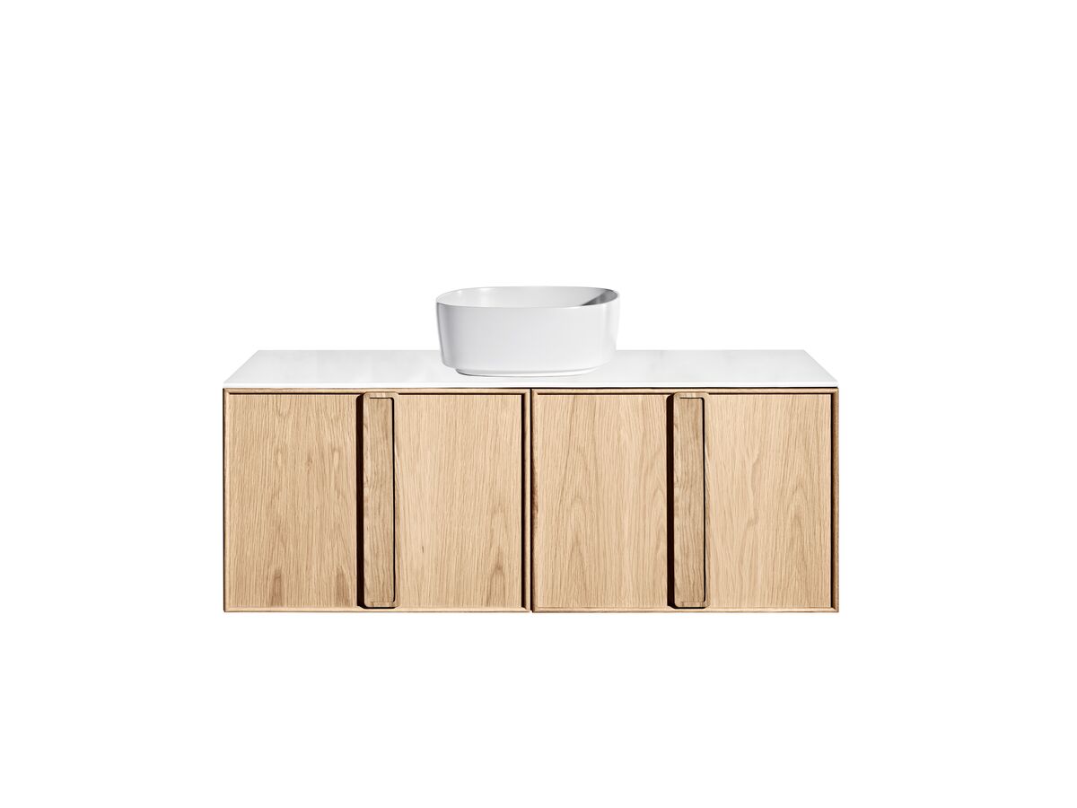 reece ISSY Adorn Above Counter / Semi Inset Wall Hung Vanity Unit with Two Doors & Internal Shelves with Grande Handle 1200mm x 500mm x 450mm