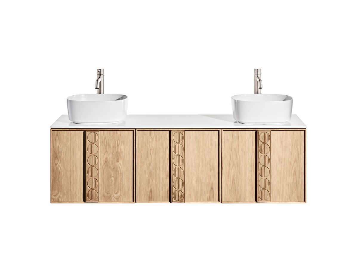 Reece ISSY Adorn Above Counter / Semi Inset Wall Hung Vanity Unit With Three Doors & Internal Shelf With Grande Handle 1301-1600mm X 400-500mm X 450mm
