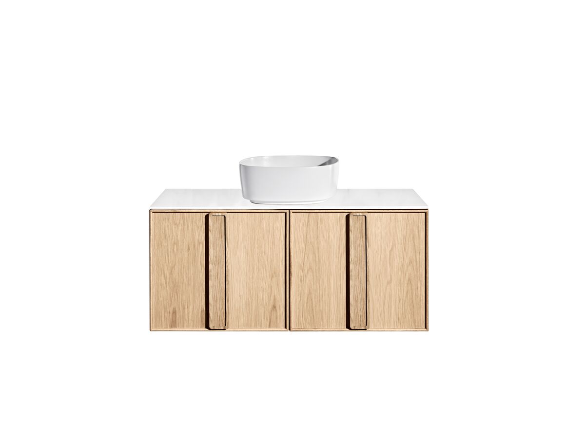 Reece ISSY Adorn Above Counter / Semi Inset Wall Hung Vanity Unit With Two Drawers & Internal Shelves With Grande Handle 1000mm X 500mm X 450mm