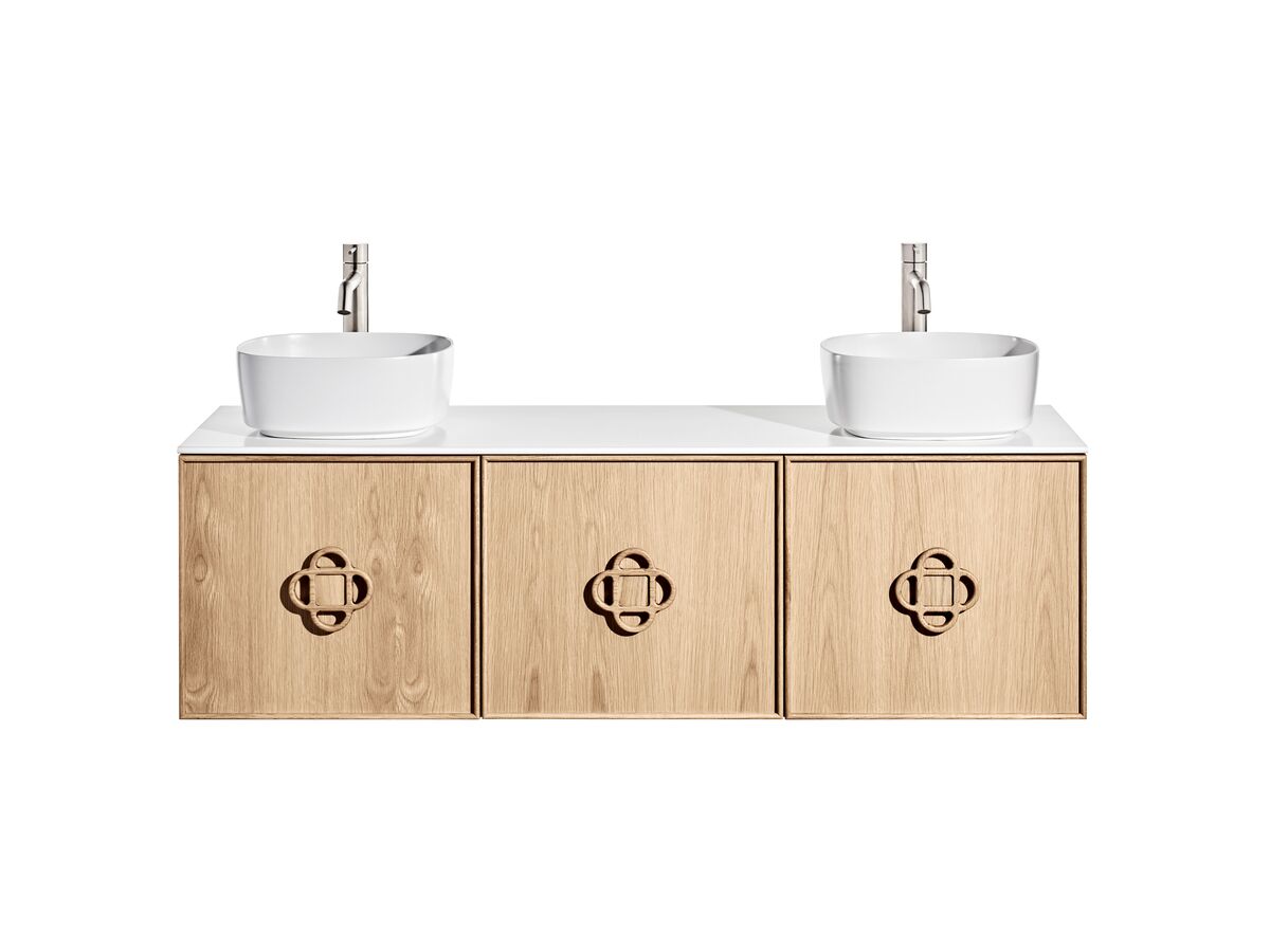 Reece ISSY Adorn Above Counter / Semi Inset Wall Hung Vanity Unit With Three Doors & Internal Shelves With Petite Handle 1301-1600mm X 400-500mm X 450mm