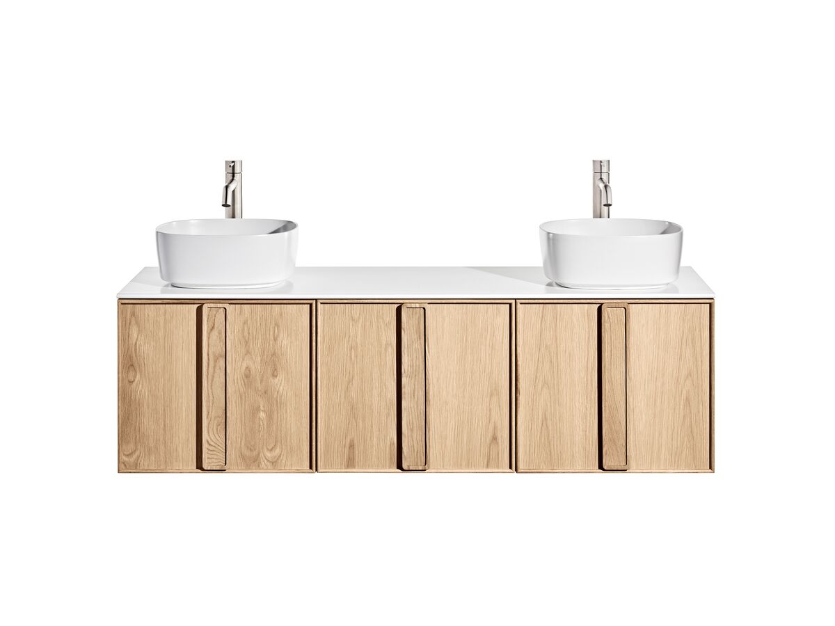 Reece ISSY Adorn Above Counter / Semi Inset Wall Hung Vanity Unit With Three Doors & Internal Shelf With Grande Handle 1301-1600mm X 400-500mm X 450mm