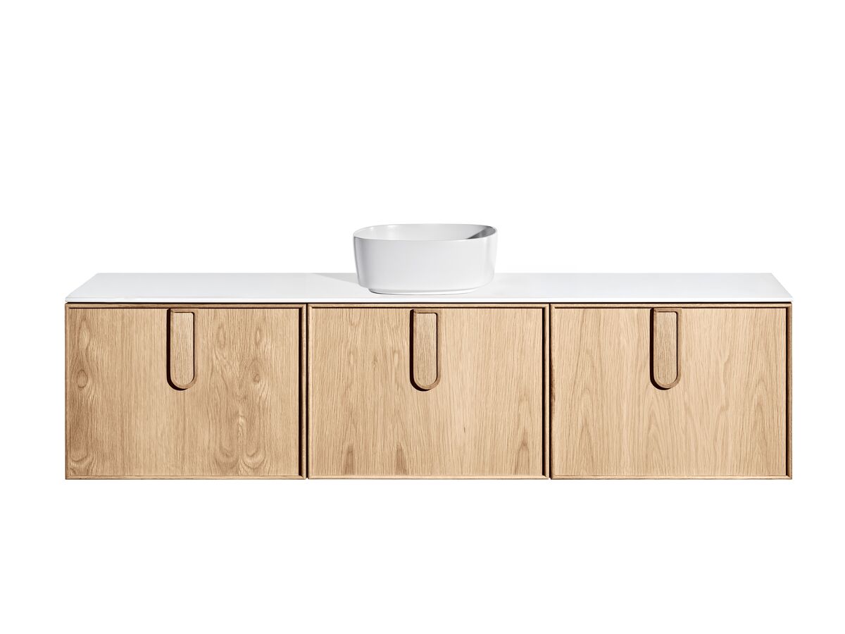 reece ISSY Adorn Above Counter / Semi Inset Wall Hung Vanity Unit with Three Drawers & Internal Shelves with Petite Handle 1800mm x 500mm x 450mm