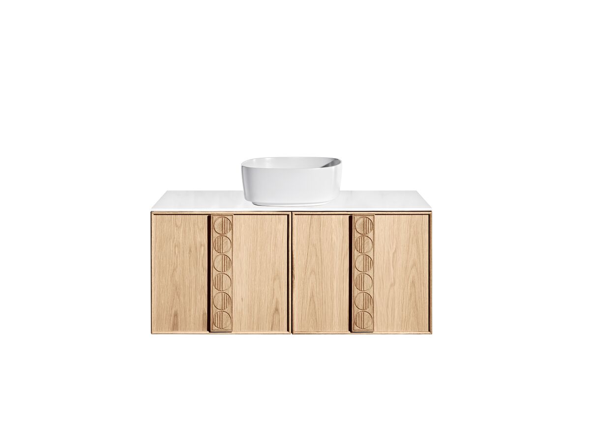 Reece ISSY Adorn Above Counter / Semi Inset Wall Hung Vanity Unit With Two Drawers & Internal Shelves With Grande Handle 1000mm X 500mm X 450mm