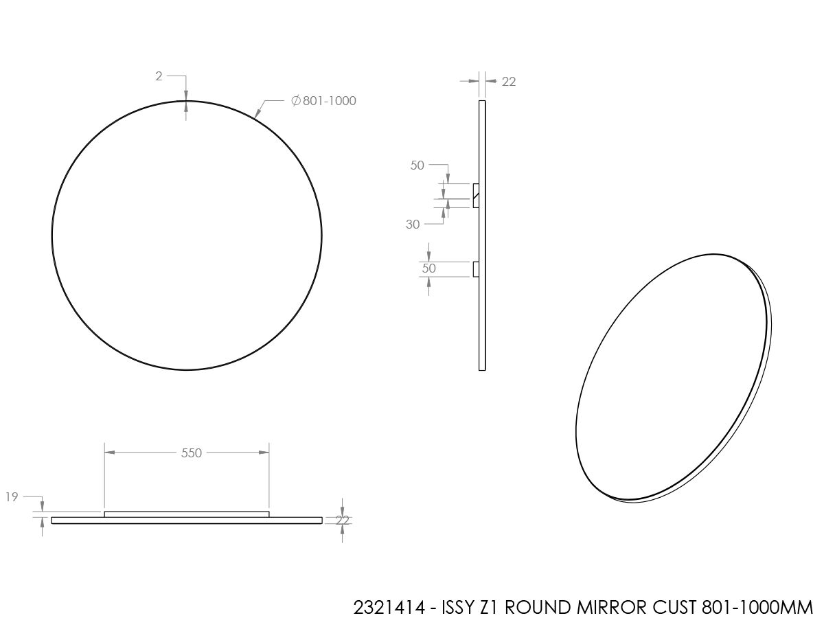 Reece ISSY Ballerina Round Mirror Custom 801-1000mm