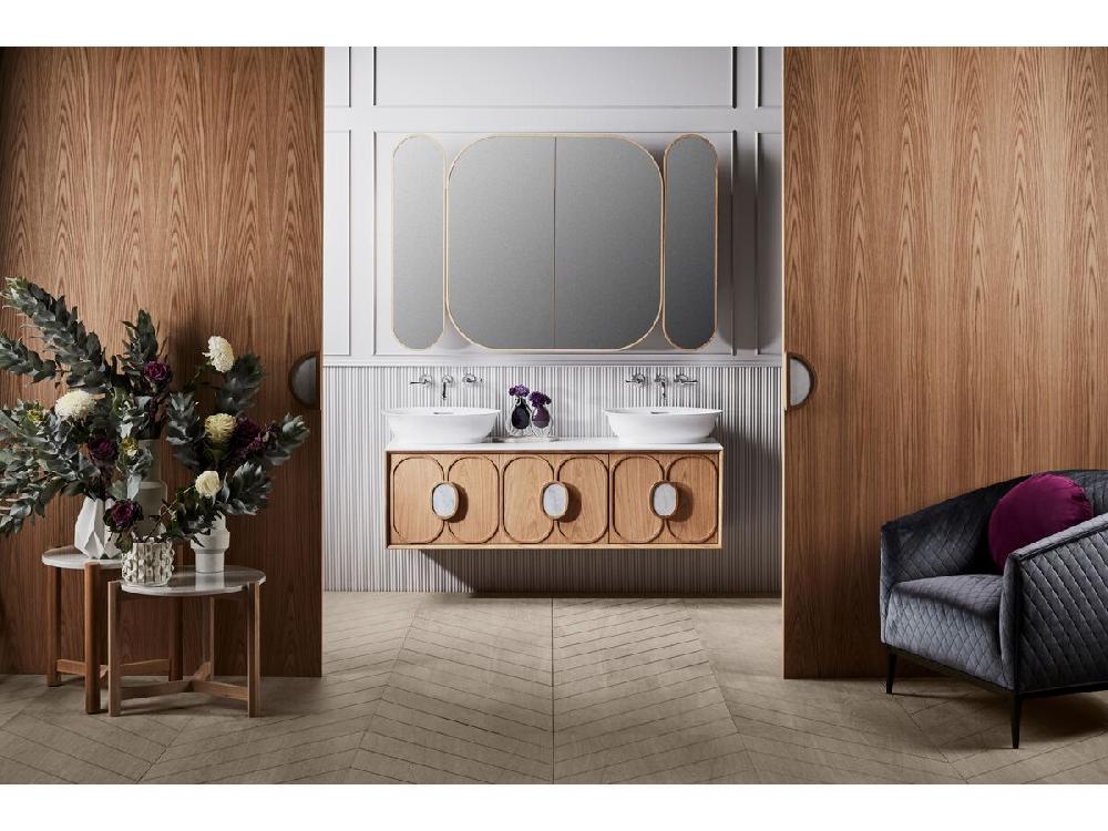 Reece ISSY Blossom I 1500 X 400-500 X 450mm Vanity Unit With Three Soft Close Doors And Internal Shelf With Handle