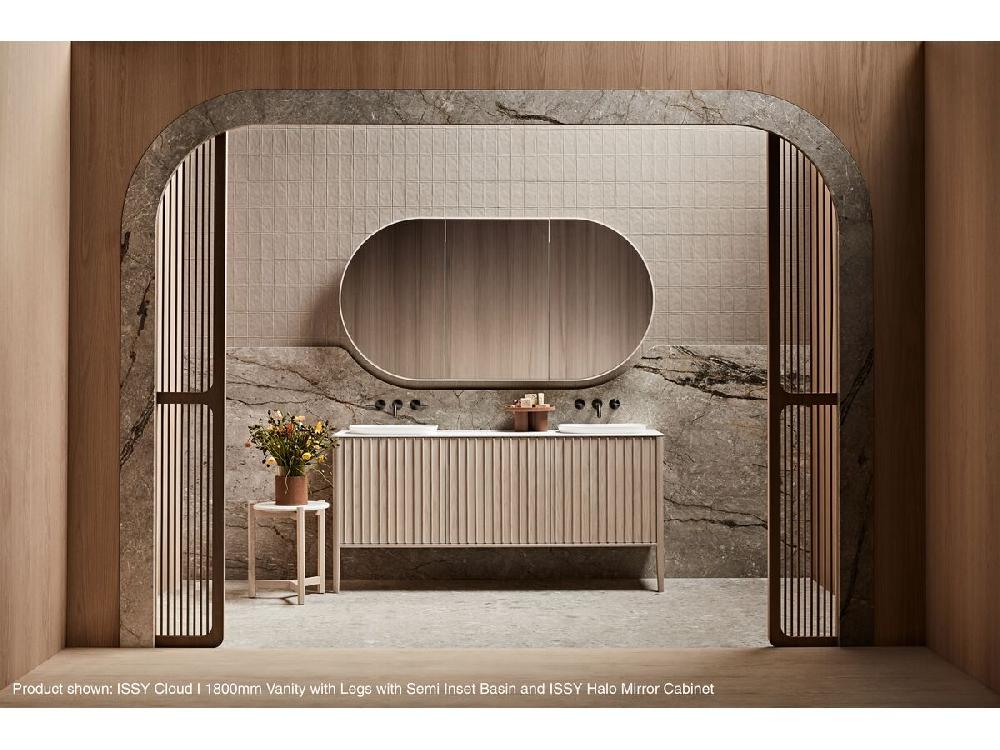 Reece ISSY Custom Cloud I 601-800mm X 400-550mm X 800-900mm Vanity Unit With Legs 2 Touch Latch Doors Semi Inset (No Basin)