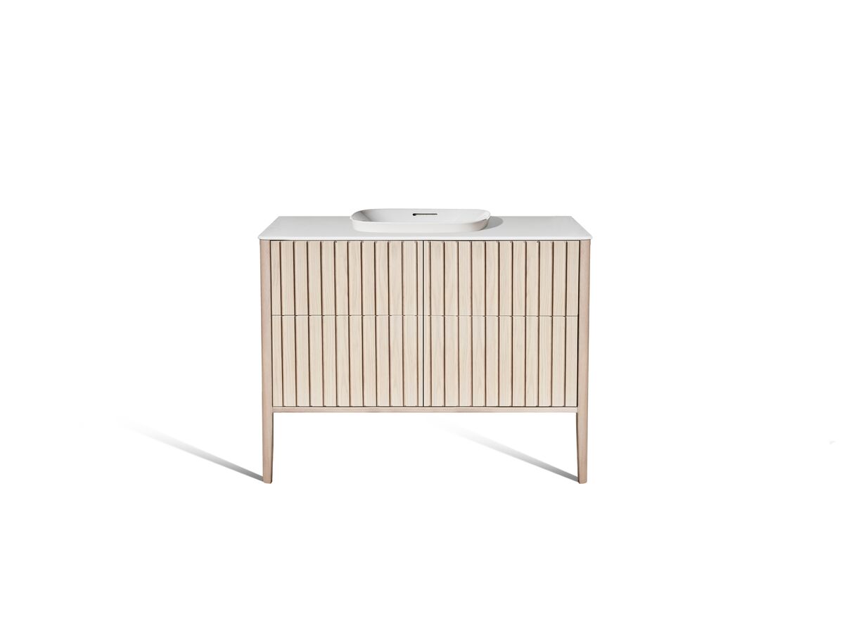 reece ISSY Custom Cloud II 1001-1200mm x 400-550mm x 800-900mm Vanity Unit with Legs 4 Touch Latch Drawers Semi Inset (No Basin)
