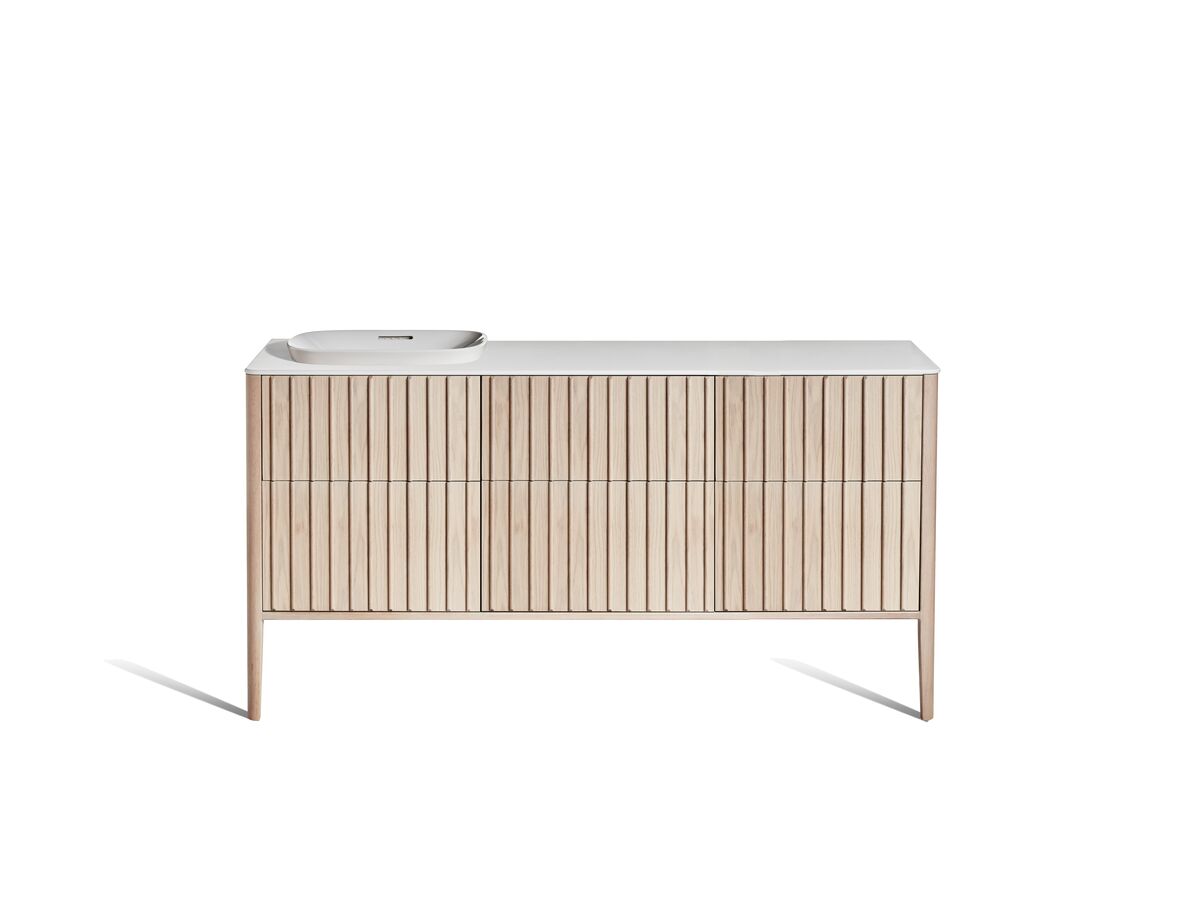 Reece ISSY Custom Cloud II 1501-1800mm X 400-550mm X 800-900mm Vanity Unit With Legs 6 Touch Latch Drawers Semi Inset (No Basin)