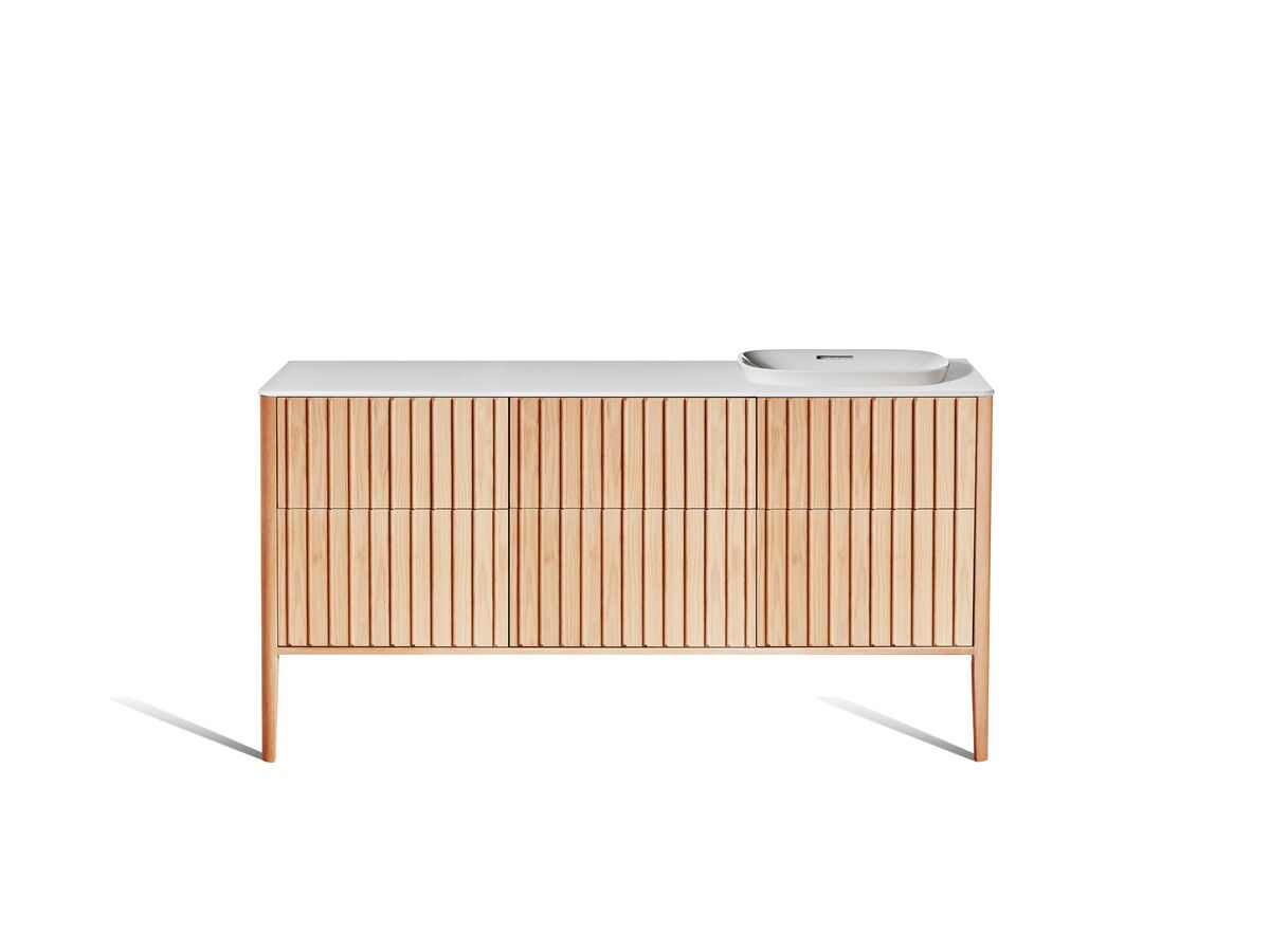 Reece ISSY Custom Cloud II 1501-1800mm X 400-550mm X 800-900mm Vanity Unit With Legs 6 Touch Latch Drawers Semi Inset (No Basin)
