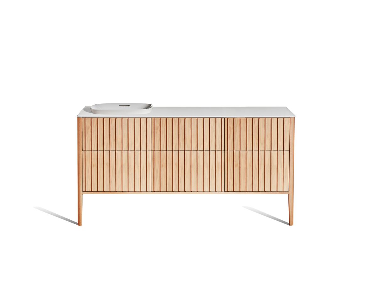 reece ISSY Custom Cloud II 1501-1800mm x 400-550mm x 800-900mm Vanity Unit with Legs 6 Touch Latch Drawers Semi Inset (No Basin)