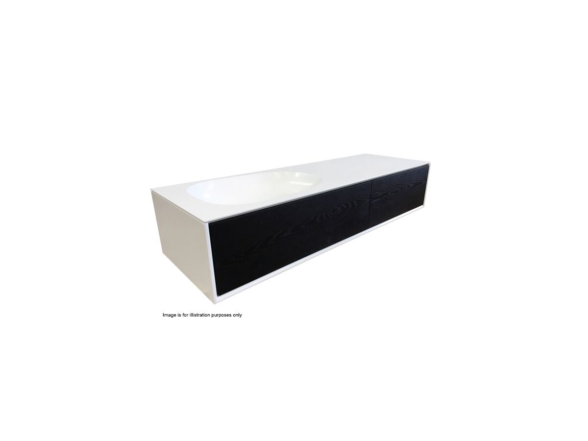 reece ISSY Glide 1000mm - 1300mm Custom Wall Hung Vanity Unit Single Bowl 2 Drawers Oak