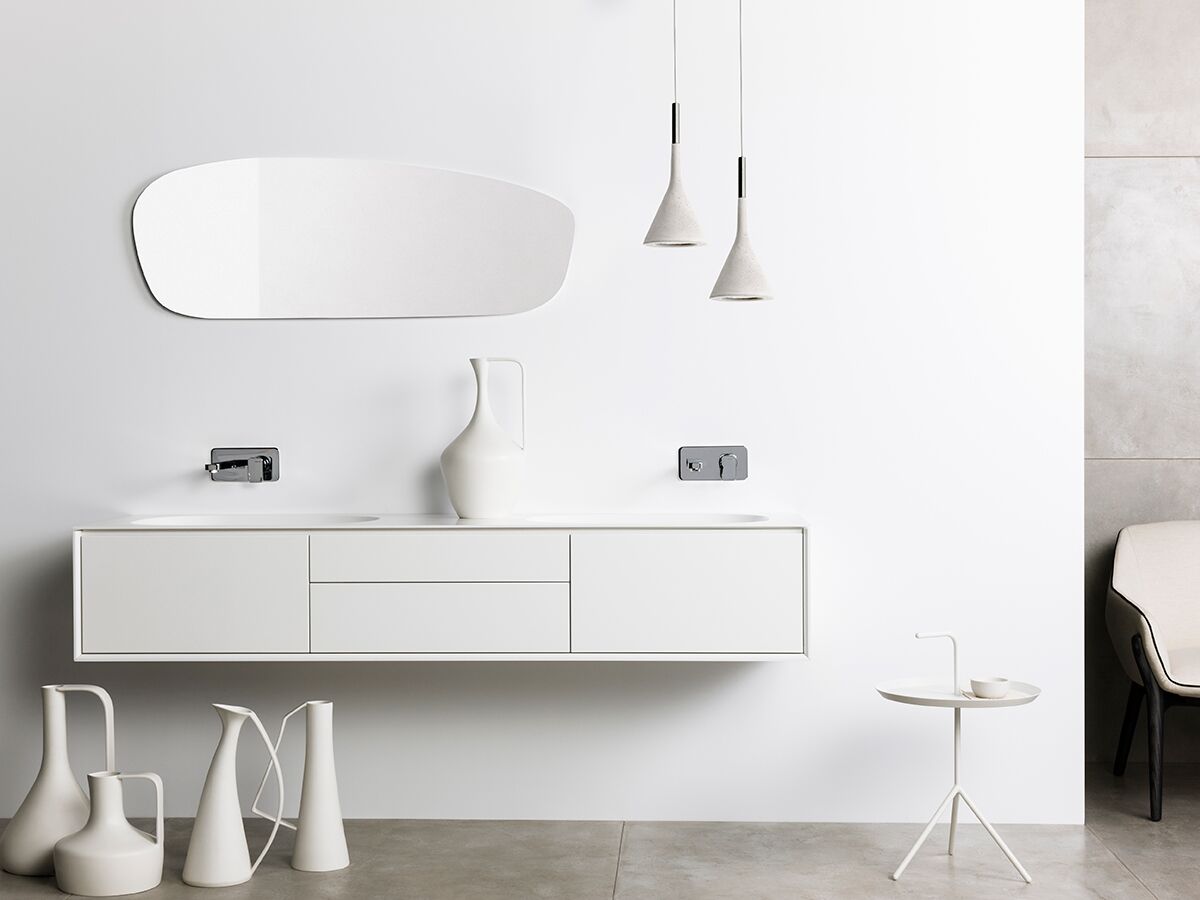 Reece ISSY Glide 1750mm Wall Hung Vanity Unit Double Bowl 4 Drawers White
