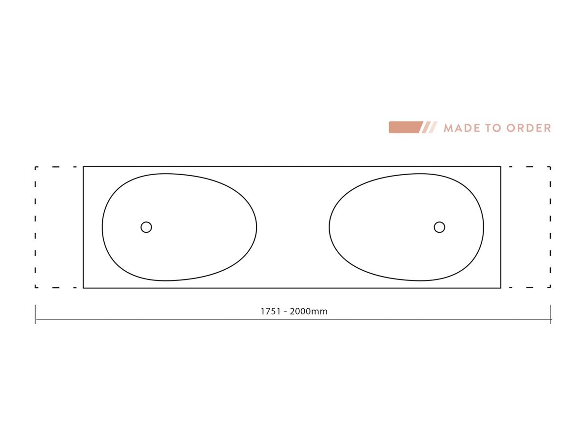 Reece ISSY Glide 1751mm - 2000mm Custom Wall Hung Vanity Unit Double Bowl 4 Drawers White