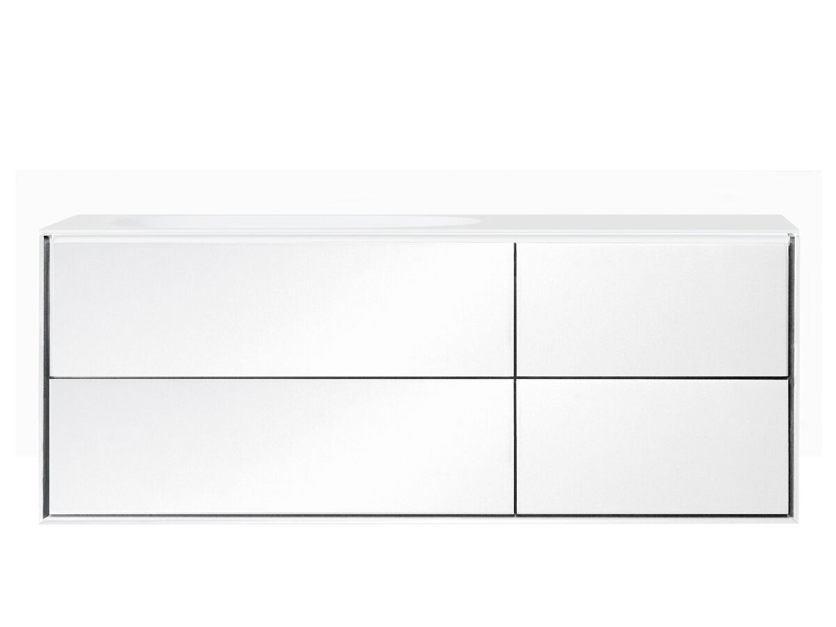 reece ISSY Glide Twin 1200mm Wall Hung Vanity Unit Single Bowl 4 Drawers White