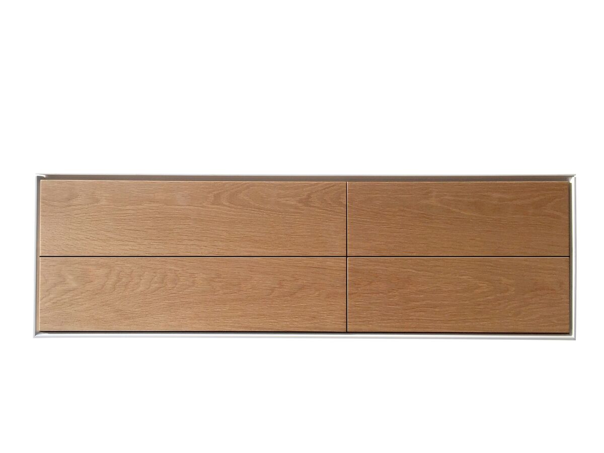 reece ISSY Glide Twin 1400mm - 1499mm Custom Wall Hung Vanity Unit Single Bowl 4 Drawers Oak