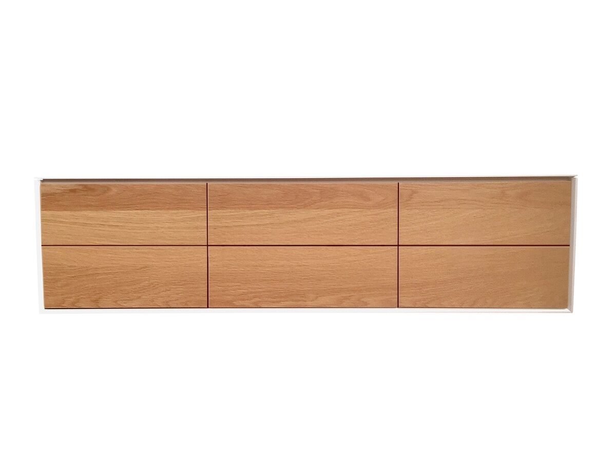reece ISSY Glide Twin 1750mm Wall Hung Vanity Unit Double Bowl 6 Drawers Oak
