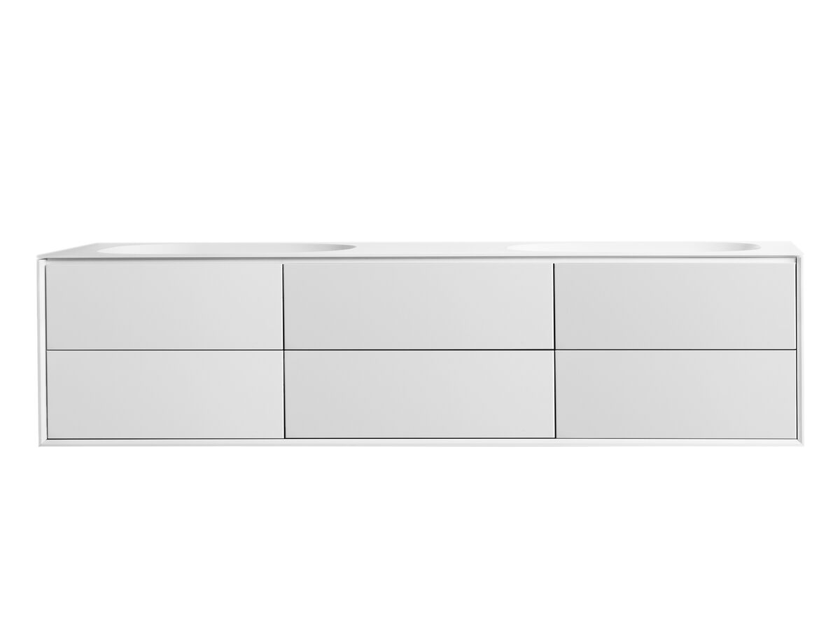 reece ISSY Glide Twin 1751mm - 2000mm Custom Wall Hung Vanity Unit Double Bowl 6 Drawers White reece ISSY Glide Twin 1751mm - 2000mm Custom Wall Hung Vanity Unit Double Bowl 6 Drawers White