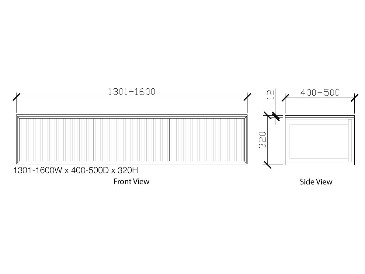 Reece ISSY Halo II 1301-1600mm X 400-500mm X 320mm Custom Vanity Unit With 3 Touch Latch Drawers
