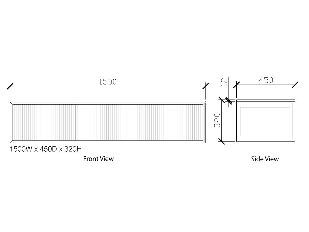 Reece ISSY Halo II 1500mm X 450mm X 320mm Vanity Unit With 3 Touch Latch Drawers