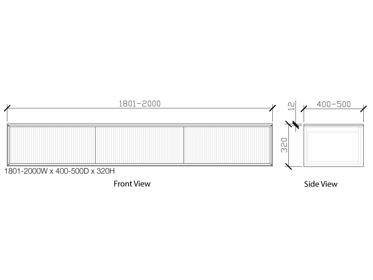 Reece ISSY Halo II 1801-2000mm X 400-500mm X 320mm Custom Vanity Unit With 3 Touch Latch Drawers