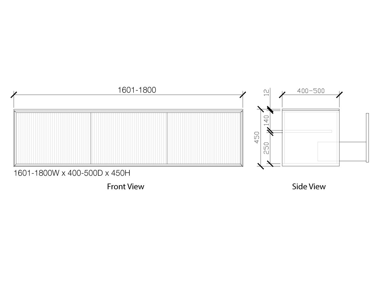 Reece ISSY Halo III 1601-1800mm X 400-500mm X 450mm Custom Vanity Unit With 3 Touch Latch Drawers & Internal Shelf